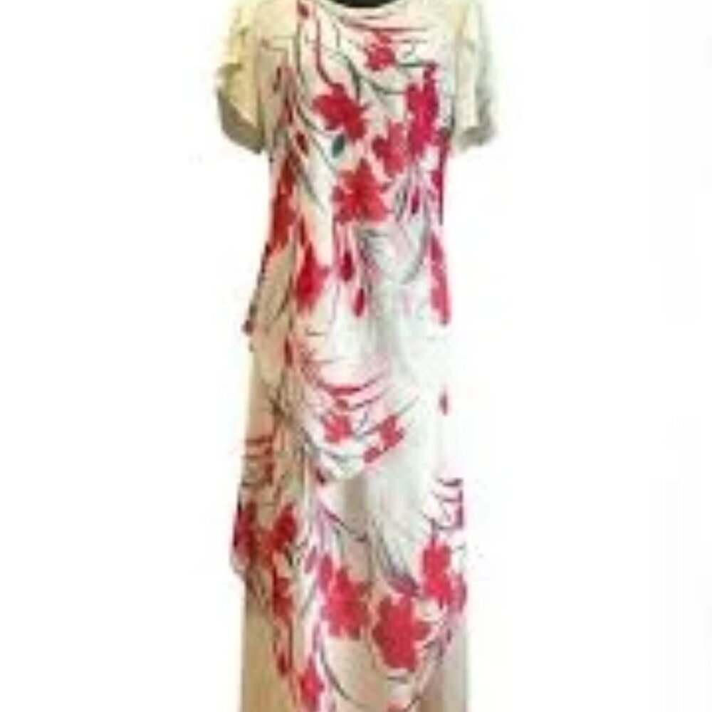 Mary McFadden Floral Chiffon Dress size 16